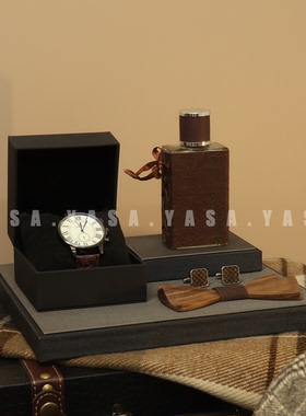 企信【复古男士衣柜】样板间衣帽间怀旧绅士软装展示皮鞋西服礼帽