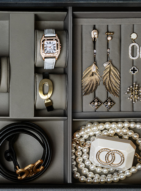 意式轻奢样板房衣帽间摆件衣柜衣橱梳妆台抽屉首饰盘软装饰品组合