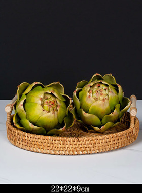 新中式样板间厨房软装摆件仿真月饼核桃陶瓷油瓶橱柜饰品套装道具