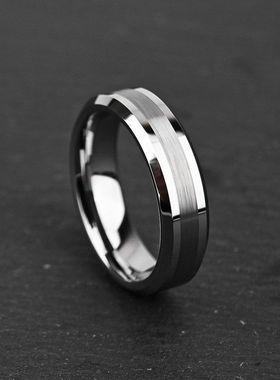 6宽8宽对戒简约情侣钨钢平面倒角中间砂经典热卖现货一件代发