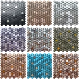 Металлическая шестиугольная самоклеющаяся мозаика на стену