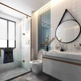 Нордическая кухня маленькая белая кирпичная плитка на стенах