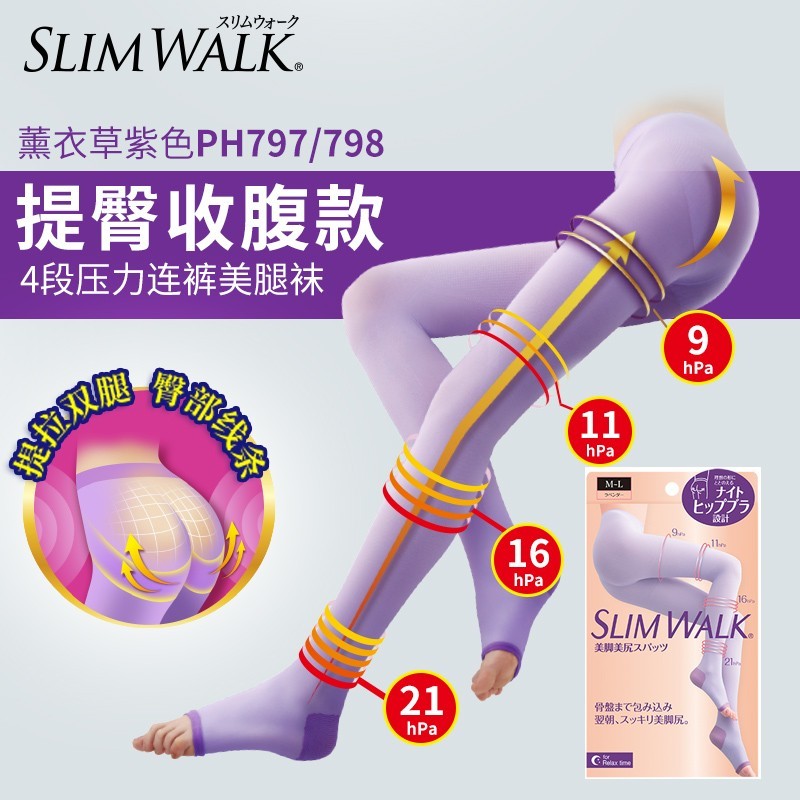 Slimwalk日本睡眠袜显瘦袜塑形女保暖提臀美腿压力袜春盒子压损 - 图0