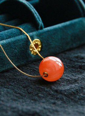 南红玛瑙925银锁骨链女