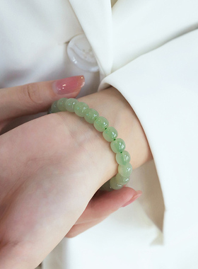 青海料晴水和田玉手链老型珠9*10