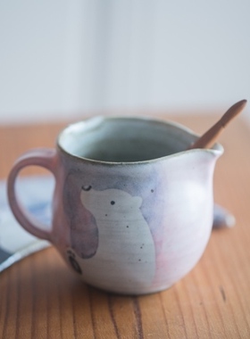 陶艺作家梦幻色彩北极熊咖啡杯