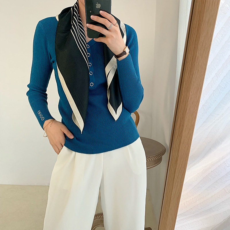 2024春秋新款ins经典黑白条纹丝巾简约轻薄仿真丝围巾小领巾,淘宝优惠券,粉丝福利购,淘宝优惠卷