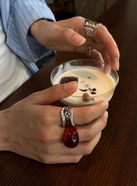 TsukiStudio___小众设计款小众独特异形树脂戒指冷淡开口显摆开口