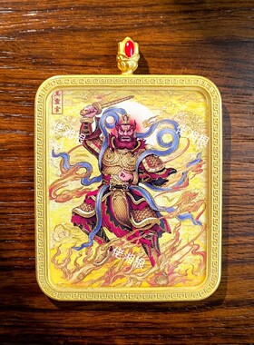 纯手绘唐卡吊坠王灵官挂坠