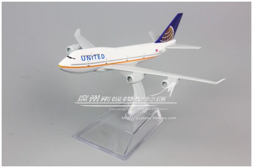 美国联合航空 UNITED 波音 B747-400 合金 仿真 飞机模型 16cm - 图1