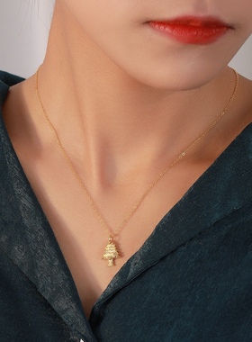 925纯银圣诞树项链轻奢原创设计小众款银饰闺蜜圣诞礼物新款