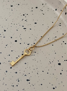 925纯银金色钥匙锁骨项链女ins风轻奢毛衣链中性情侣锁骨链配饰