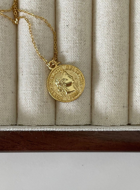 折-欧美项链新款五角钱硬币吊坠复古金币人像锁骨链简约时尚饰品