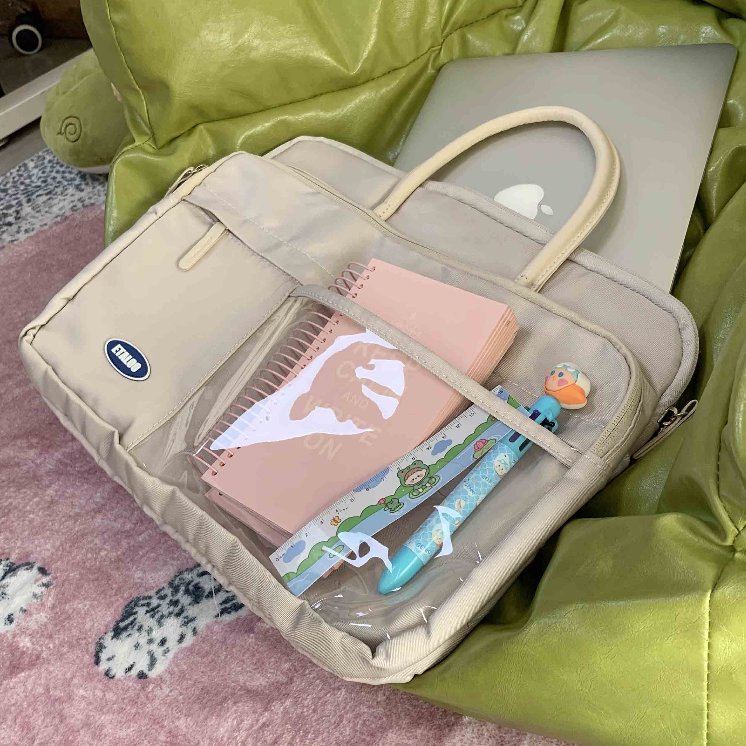 TEETH个性卡通电脑包2024新款轻便通勤学生平板手提包华为苹果适 - 图0