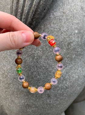 糖心琉璃 新中式国风女款气质单圈雕刻手串梦幻珠串