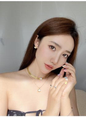 银镀金女性天然白贝母博主同款