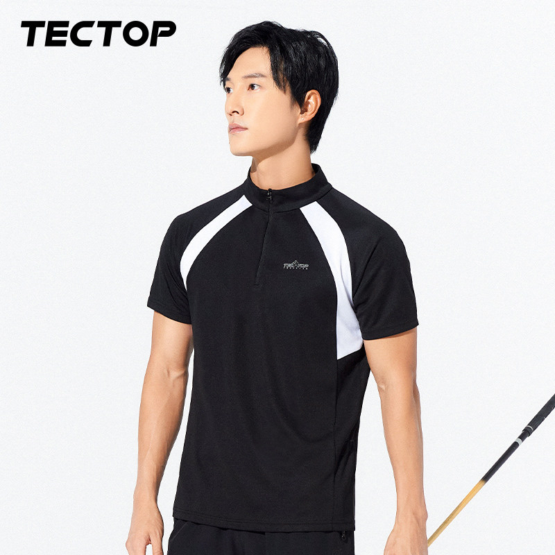 探拓户外女款透气快干衣速干T恤登山修身半开襟衫男立领运动短袖,淘宝优惠券,粉丝福利购,淘宝优惠卷