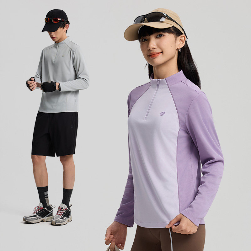 TECTOP/探拓户外春夏男女款立领速干长袖T恤半拉链透气休闲徒步衣,淘宝优惠券,粉丝福利购,淘宝优惠卷