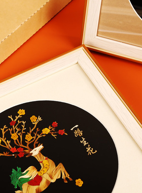 一路生花麦秆画工艺品摆件装饰画