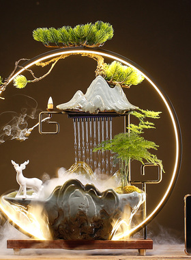 新中式招财流水摆件创意循环水