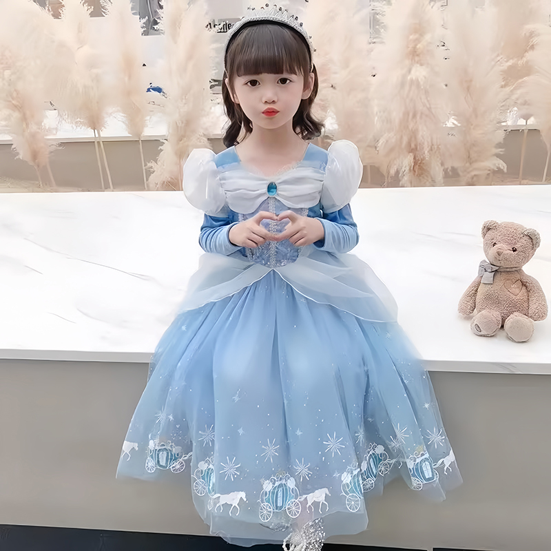 艾莎公主裙新款爱沙女秋冬季艾沙冰雪奇缘连衣裙安娜童话爱莎裙子 - 图2