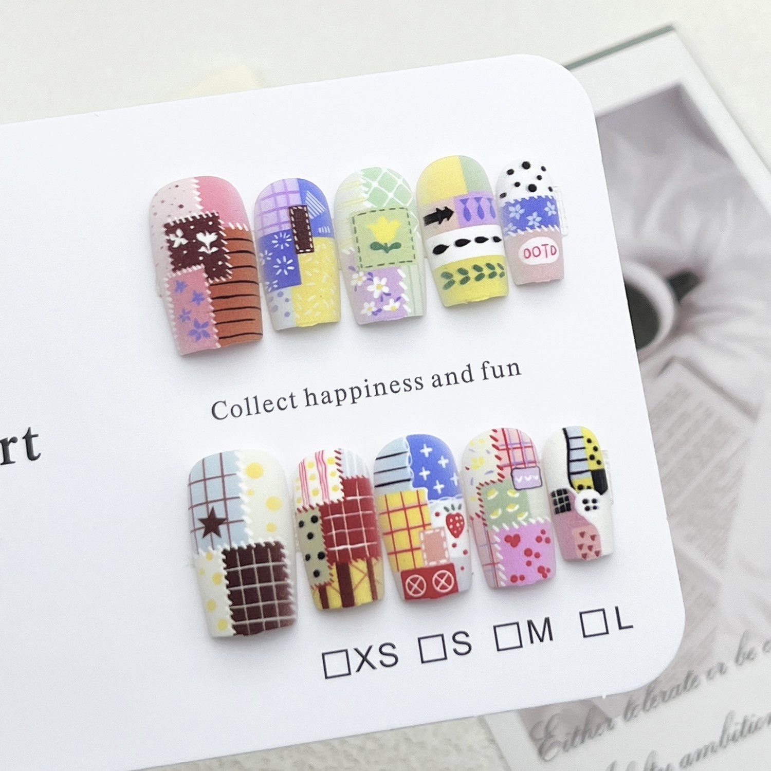 【Yuki穿戴甲】原创INS美甲可爱多巴胺格子星星二次元假指甲贴片,淘宝优惠券,粉丝福利购,淘宝优惠卷