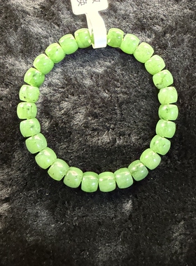 原创设计天然和田玉碧玉菠菜绿卡8直切桶珠手串编号1178多样性发