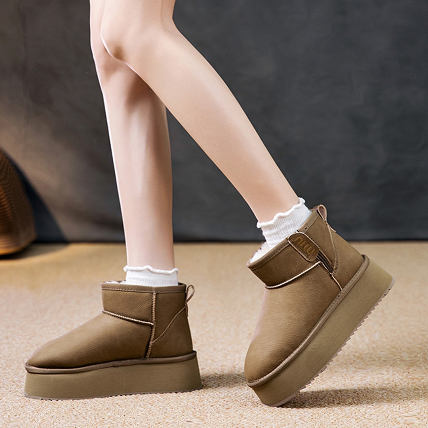 小码313233真皮防水雪地靴女松糕厚底羊皮毛一体侧拉链保暖短筒靴,淘宝优惠券,粉丝福利购,淘宝优惠卷