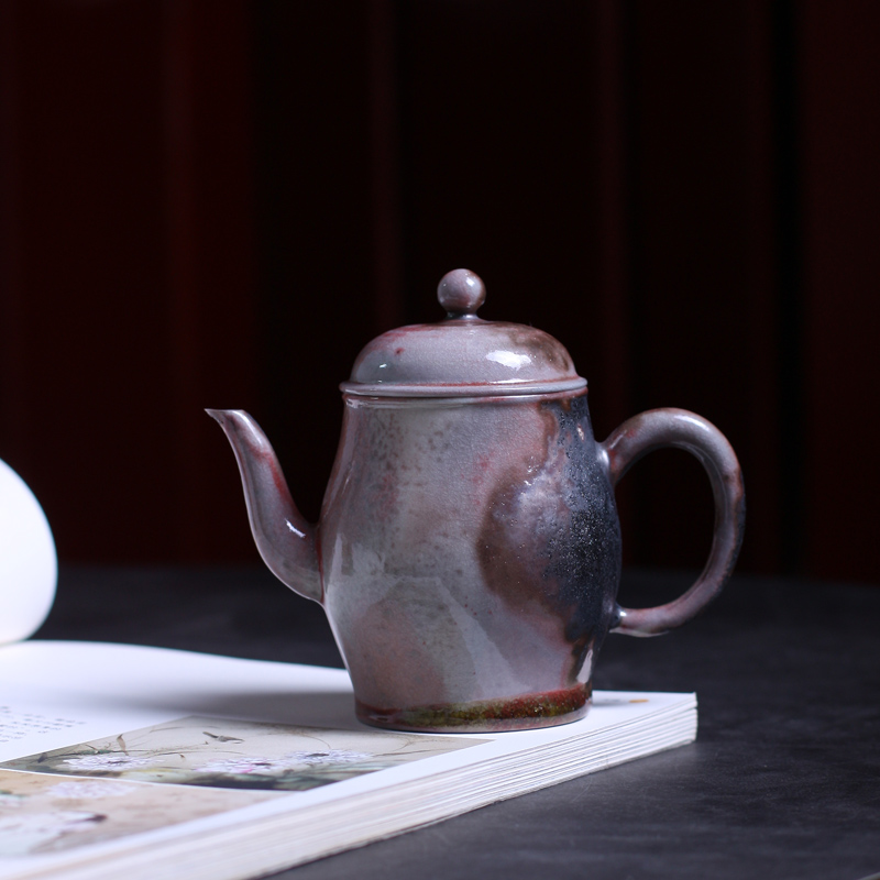 苏打柴烧壶柴窑无釉落灰泡茶壶纯手工复古风陶瓷茶具中式三足单壶 - 图0