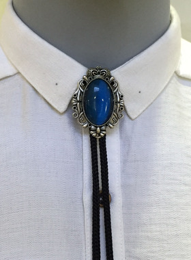 黑白猫眼波洛领带礼盒装羽毛吊坠