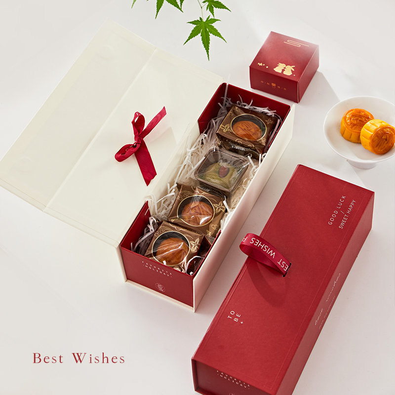 高档圣诞节包装礼盒红色曲奇饼干雪花酥可可脆糯米船包装盒空盒子