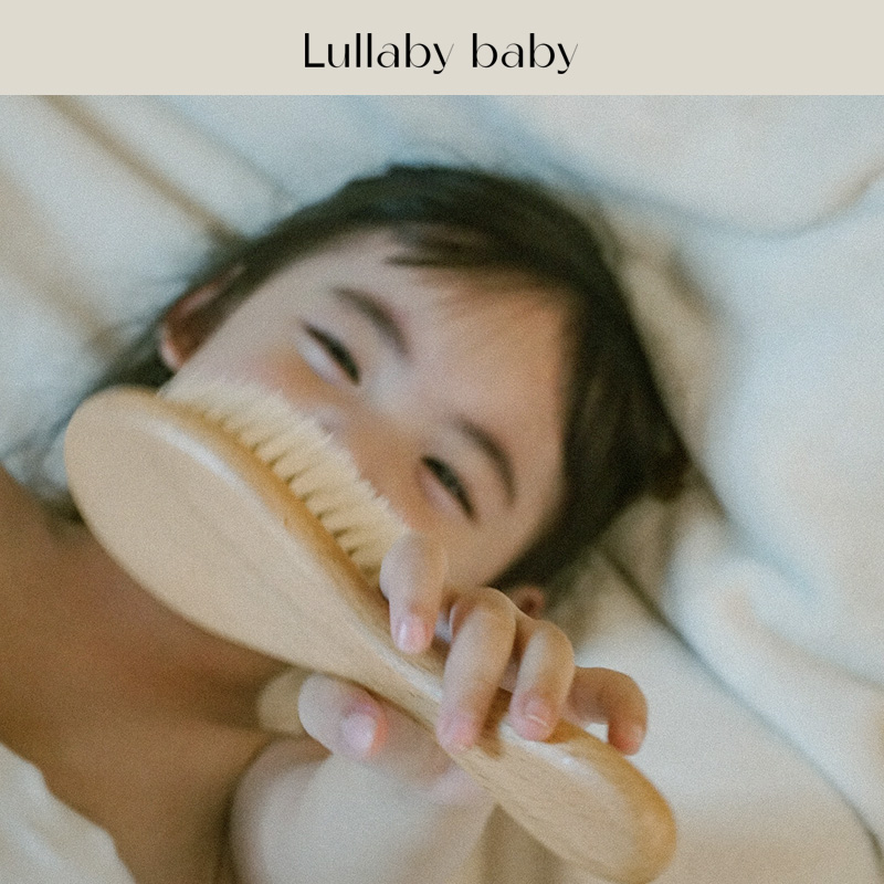 lullabybaby婴儿梳子手工羊毛刷去头垢软毛刷按摩新生儿洗澡洗头 - 图0