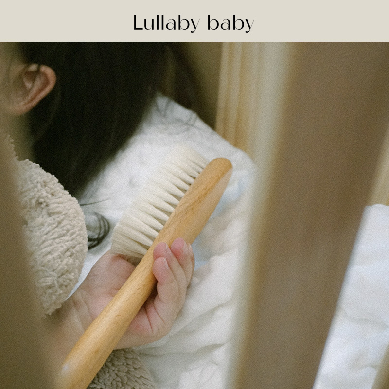 lullabybaby婴儿梳子手工羊毛刷去头垢软毛刷按摩新生儿洗澡洗头 - 图2