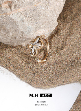 复古鸢尾花女钥匙戒指