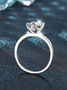 跨境莫桑石鸽子蛋戒指女925纯银配饰蛋形莫桑石D色轻奢高级感指环