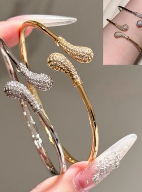 跨境欧美手镯轻奢高级感小众满钻饰品女外贸爆款手饰百搭时尚手镯