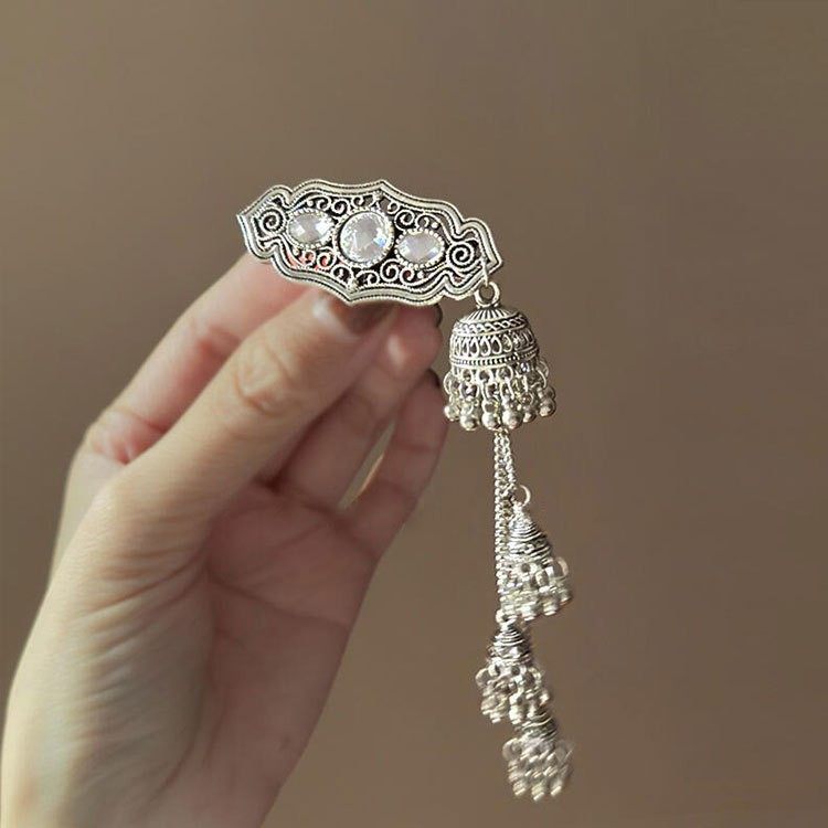 民族风流苏铃铛发夹复古重工侧边夹子个性百搭设计感发卡头饰短剧,淘宝优惠券,粉丝福利购,淘宝优惠卷