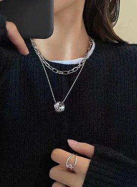 冷淡风简约百搭ins项链女设计感小众锁骨2026新款网红配饰毛衣链