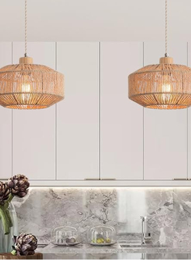 麻绳吊灯店铺商用餐厅阳台灯具创意个性复古工业风怀旧民宿风灯罩