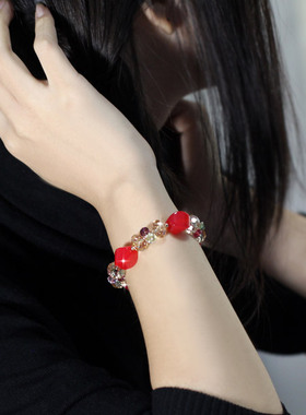 时尚优雅奥地利水晶纯银玛瑙手链