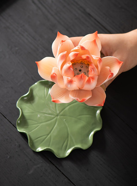 陶瓷白牡丹花 纯手工手捏线香香插香座家居摆设摆件送礼个性创意