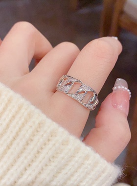 轻奢满锆链条高级感戒指