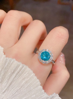 轻奢蓝色锆石高级感戒指