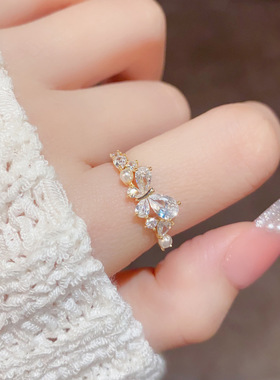 蝴蝶珍珠小众设计戒指