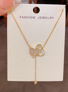贝壳爱心项链高级感锁骨链