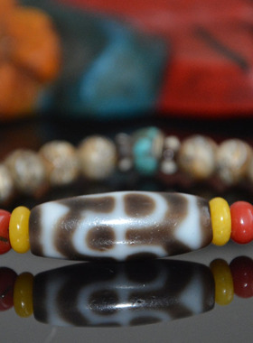 九秘坊天然老料坛城三眼手链