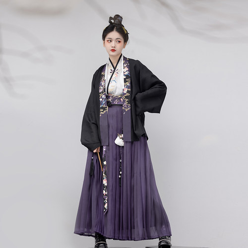 瞳莞原创宋制汉服女云自无心风筝刺绣飞机袖日常吊带内搭通勤褶裙 - 图1