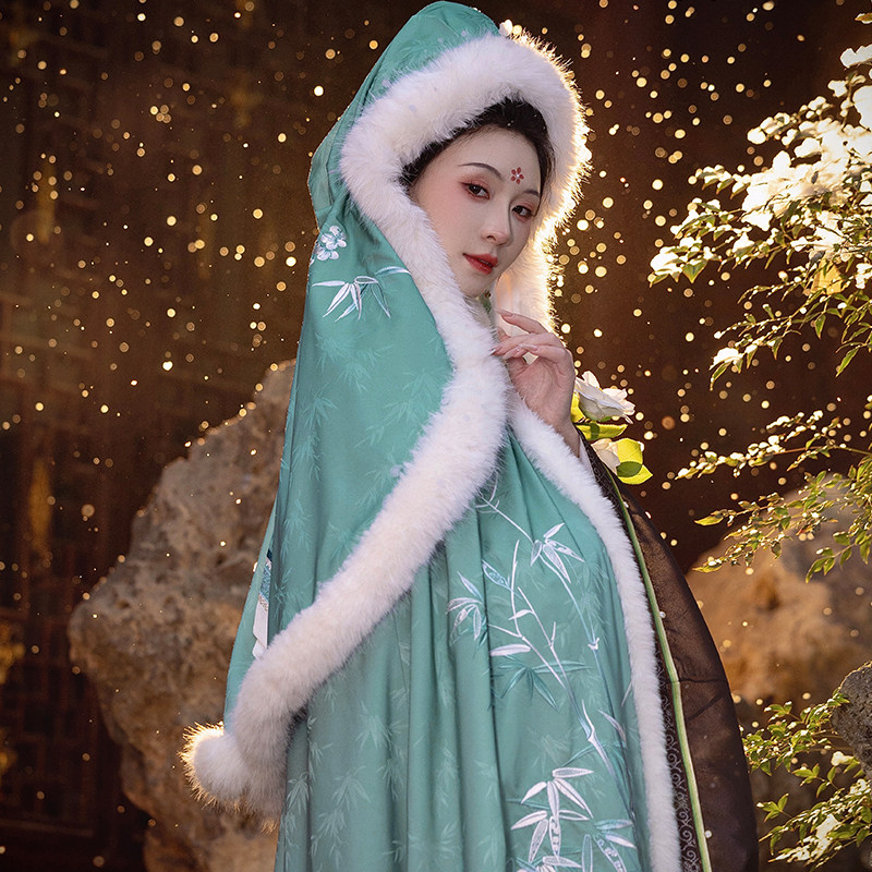 瞳莞原创设计与君同女秋冬保暖斗篷日常百搭古装披风汉服外套风帽,淘宝优惠券,粉丝福利购,淘宝优惠卷