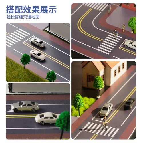 沙盘建筑模型材料城市交通道路马路地面贴纸材料包手工微缩景观 - 图3