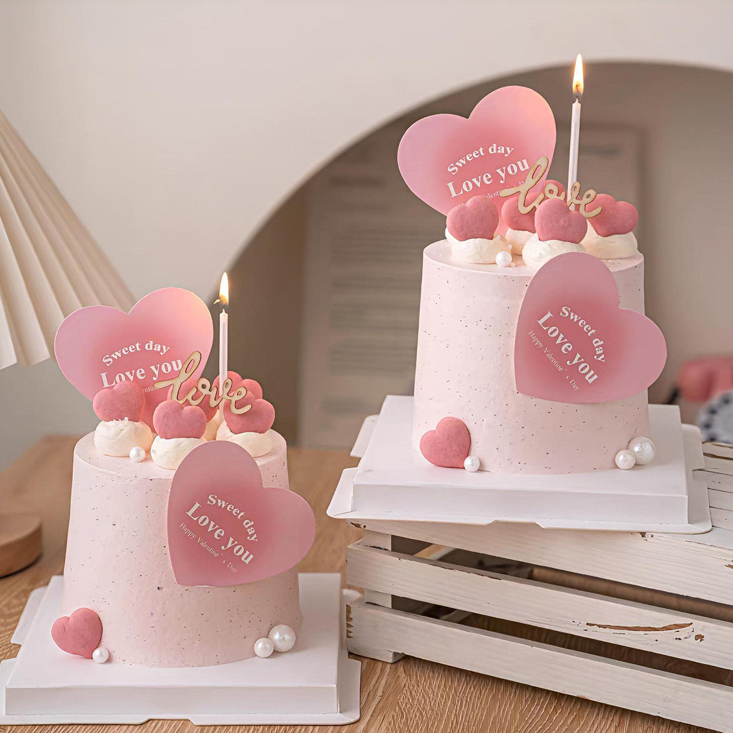包邮2.14情人节网红蛋糕装饰摆件粉色爱心卡片饼干木质Love插件,淘宝优惠券,粉丝福利购,淘宝优惠卷